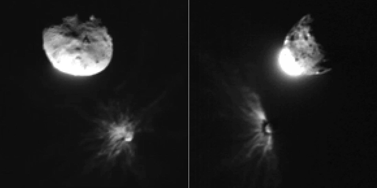 小行星被 DART 撞击影像公开：喷射约 1.6 万吨尘埃与岩石